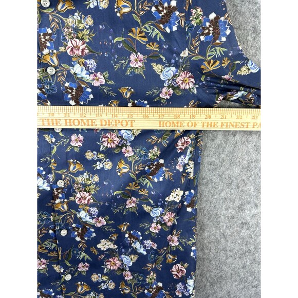 Murano Shirt Men’s Medium Floral Slim Fit Button Up Long Sleeve 100% Cotton - Picture 6 of 9